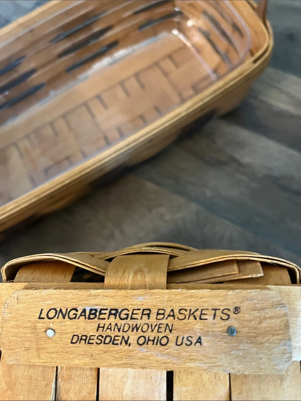 Longaberger 1994-1996 Handwoven Natural and Black Woven Basket Set
